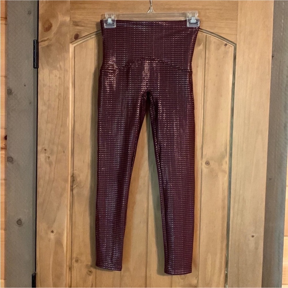 Spanx 7/8 leggings Metallic mist - wine and rose gold Size Small - Picture 4 of 12